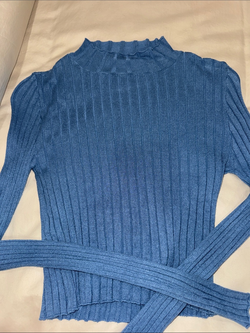 Double Zero Ribbed Mock Neck crop top - Blue